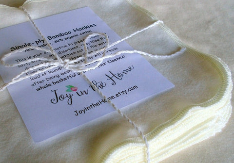Double Size thin bamboo hankies (10x10 inches)