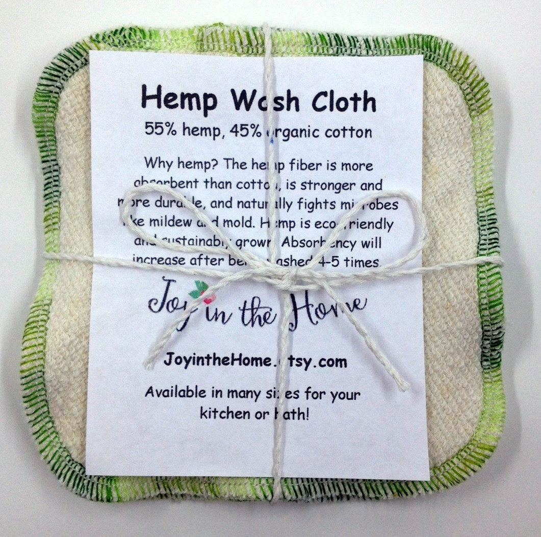 Three 5x5 hemp dishcloths
