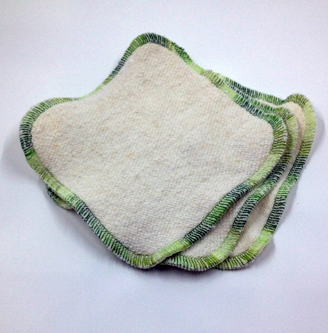 Three 5x5 hemp dishcloths