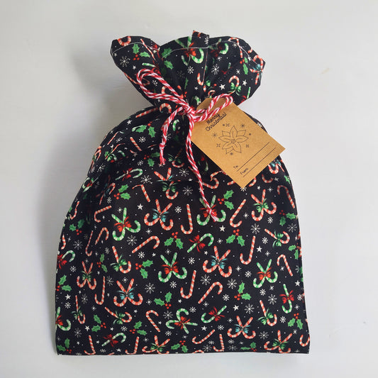Cotton Gift Bag - Candy Canes