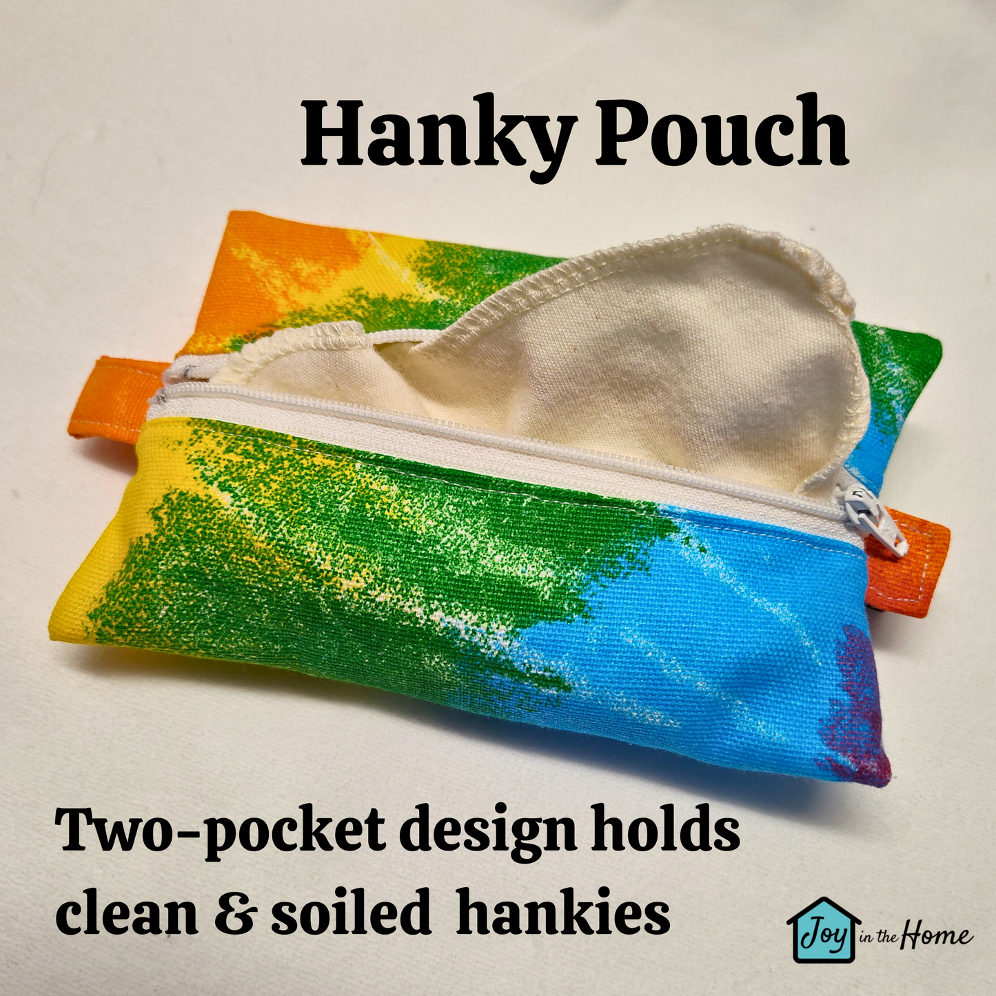 Travel Hanky Pouch, tie dye zipper pouch, Keep clean and dirty separate , Optional organic cotton or bamboo hankies, embroidery option