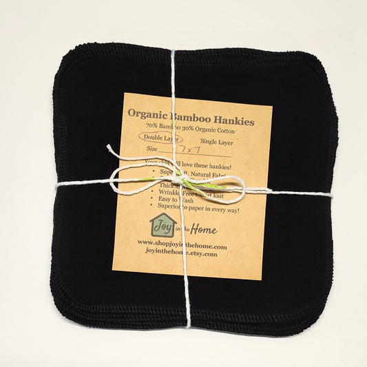 Black Organic Bamboo Hankies - 2-ply t-shirt knit