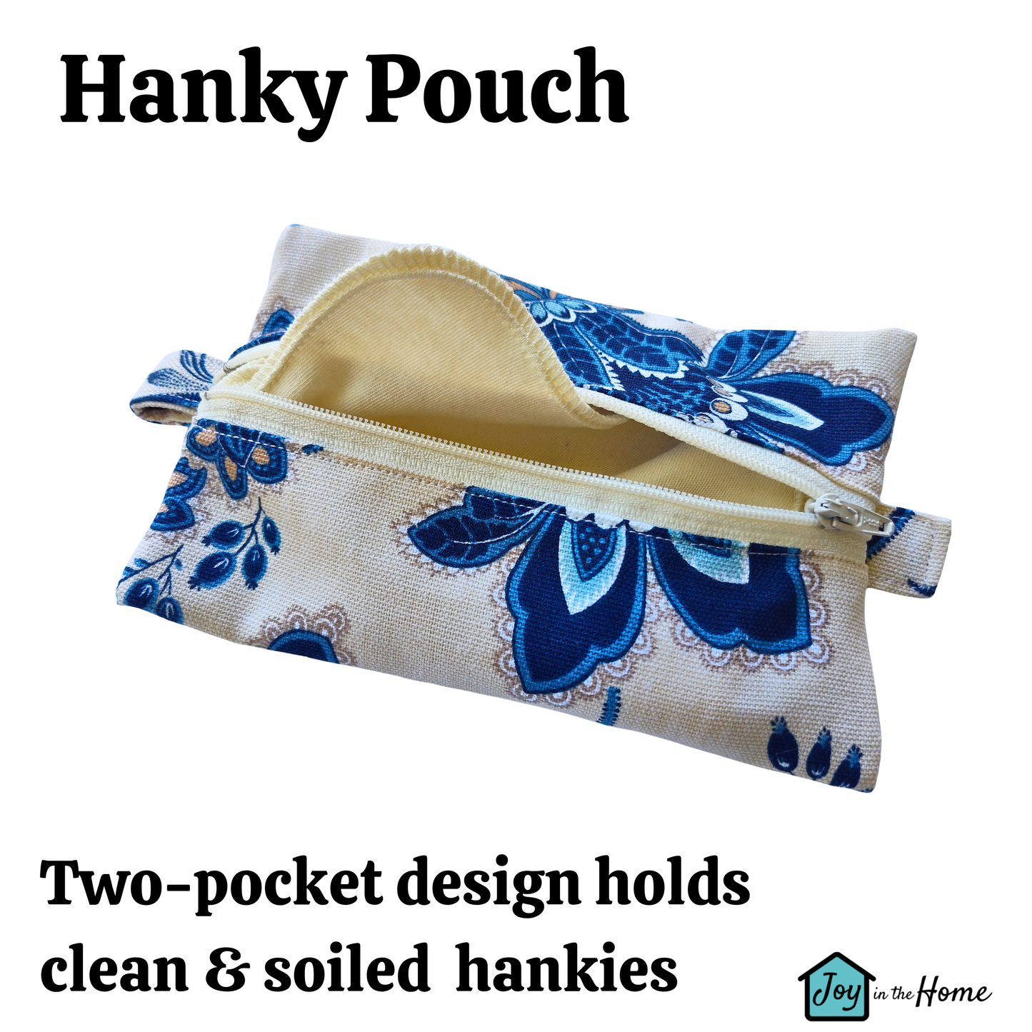 Travel Hanky Pouch - Blue Flowers