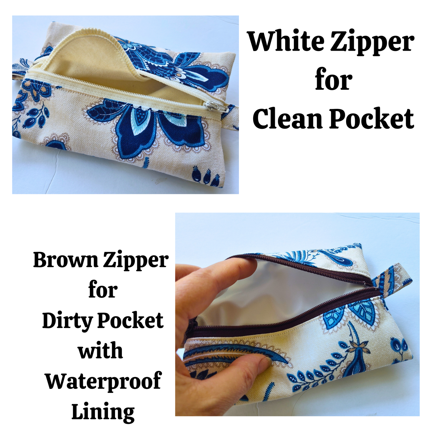 Travel Hanky Pouch - Blue Flowers