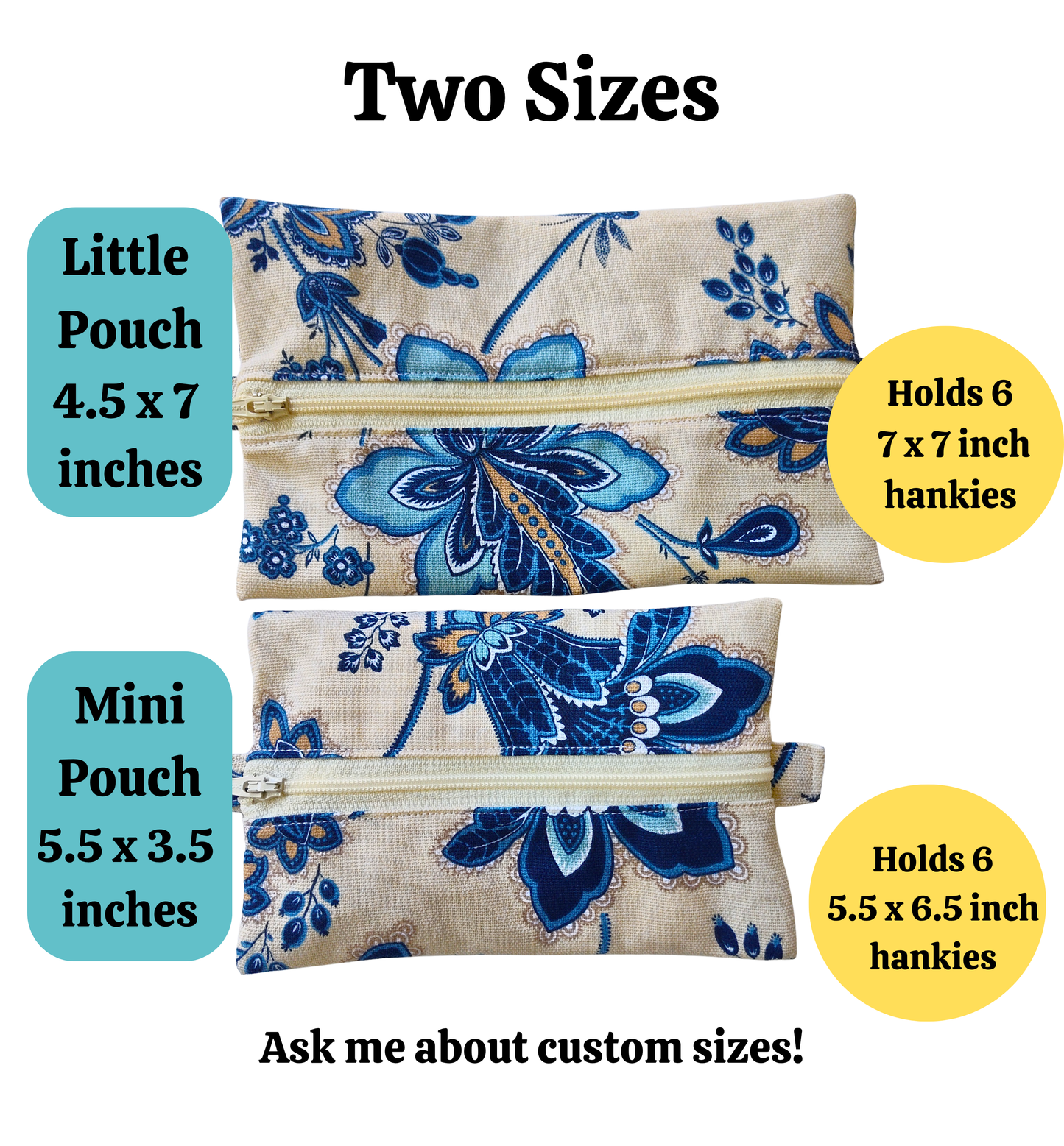 Travel Hanky Pouch - Blue Flowers