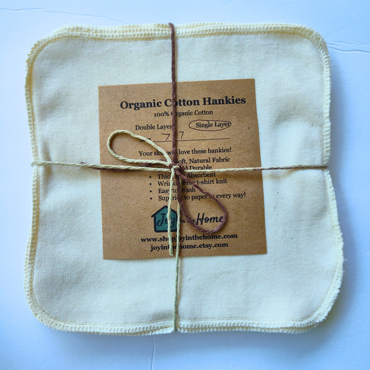 Soft Organic Cotton Hankies, single ply