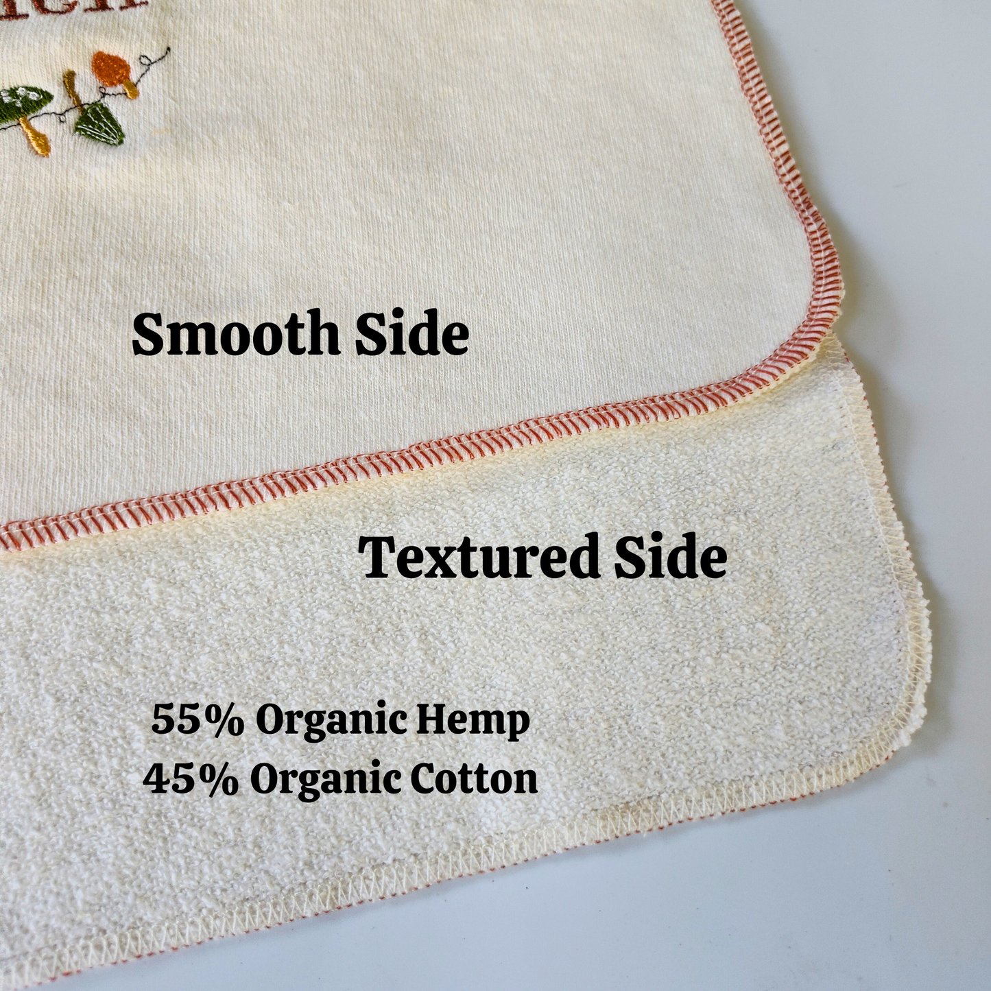 Quick-dry Hemp Dish Towel - Vintage Mushrooms - Personalized Embroidery - Organic Hemp Cotton - Super Absorbent - Tea Towel - 15x25 inches