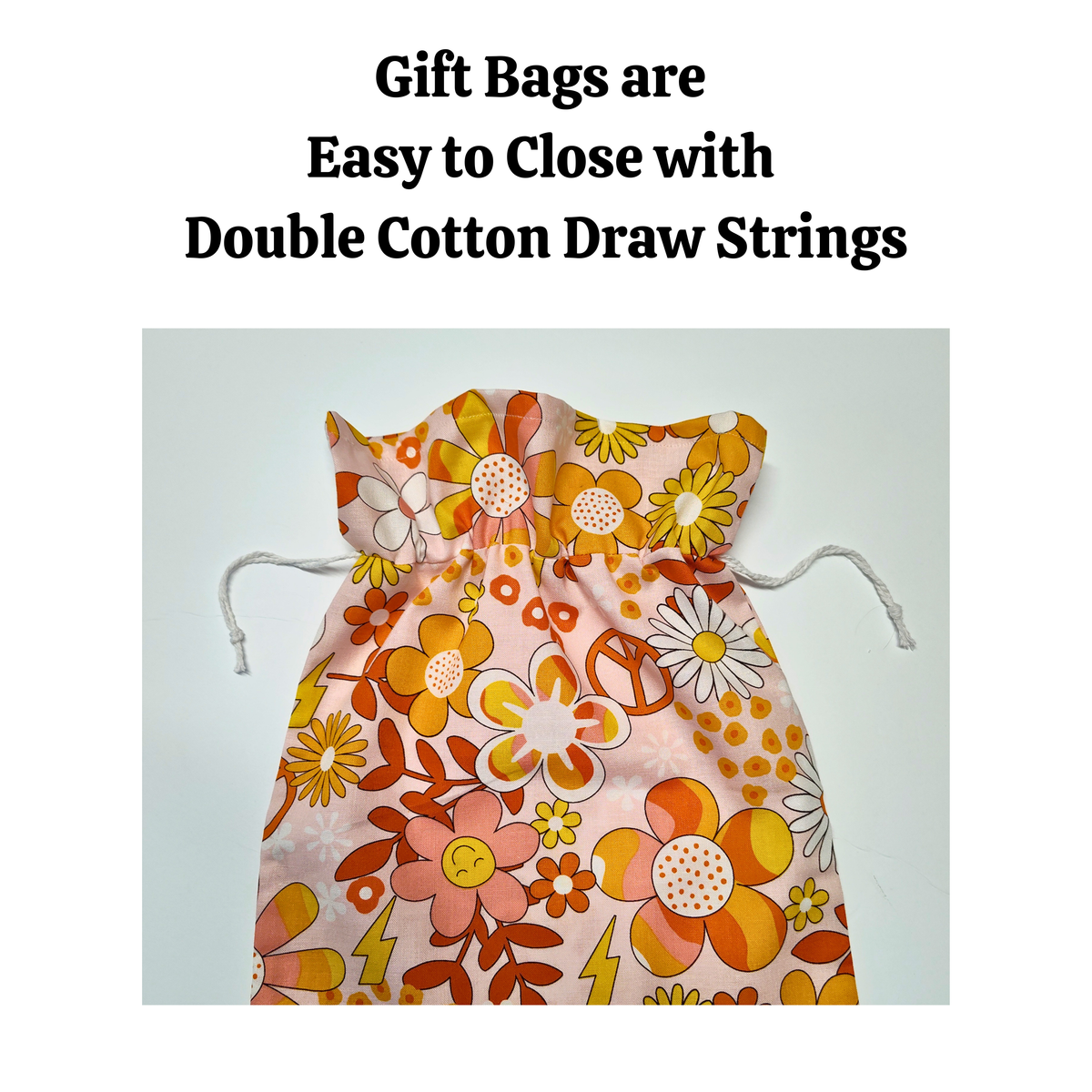 Cotton Gift Bag - Groovy Flowers