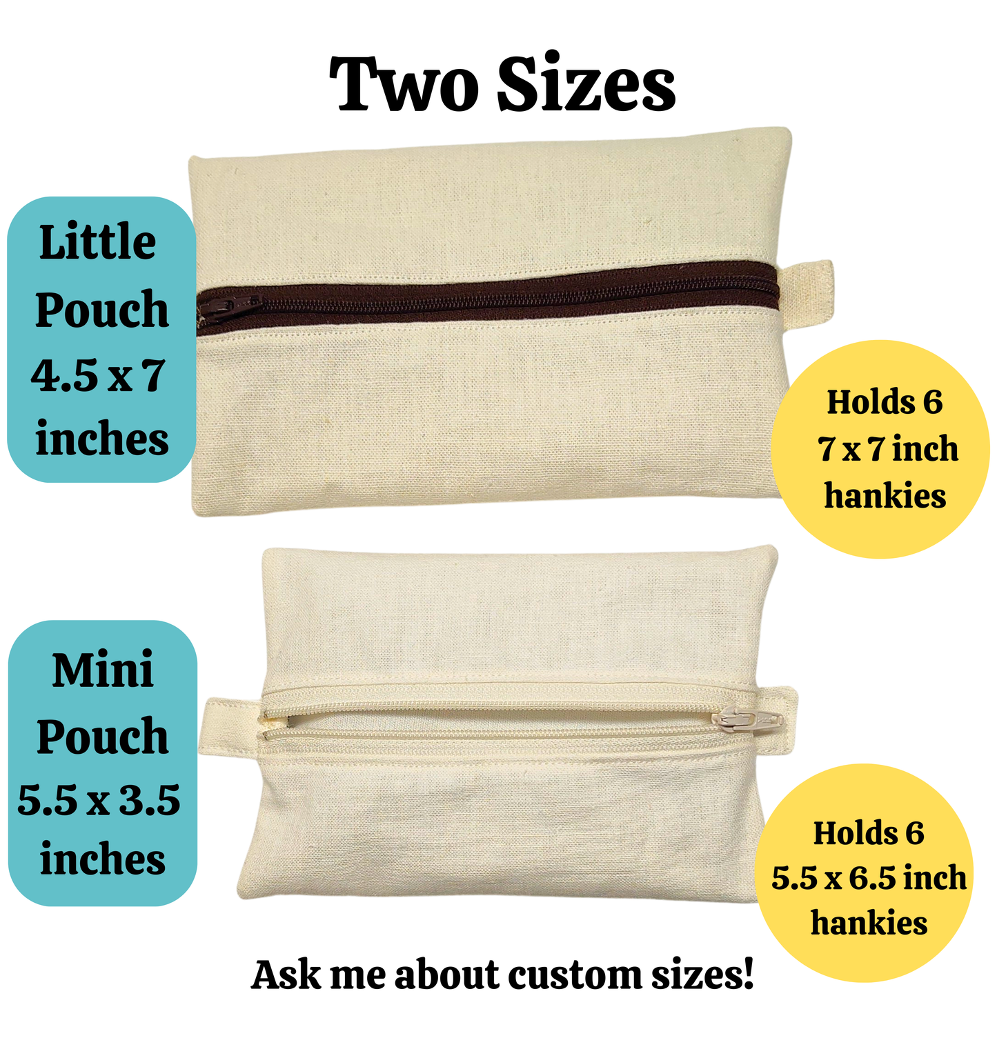 Lavender and Hemp Travel Hanky Pouch with Optional Hankies