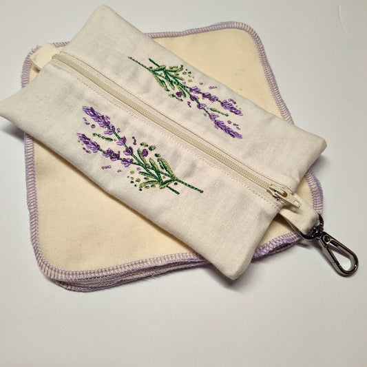 Lavender and Hemp Travel Hanky Pouch with Optional Hankies