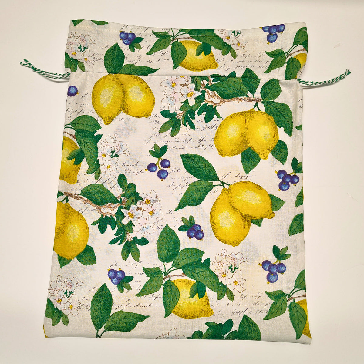 Cotton Gift Bag - Lemons and Bluberries