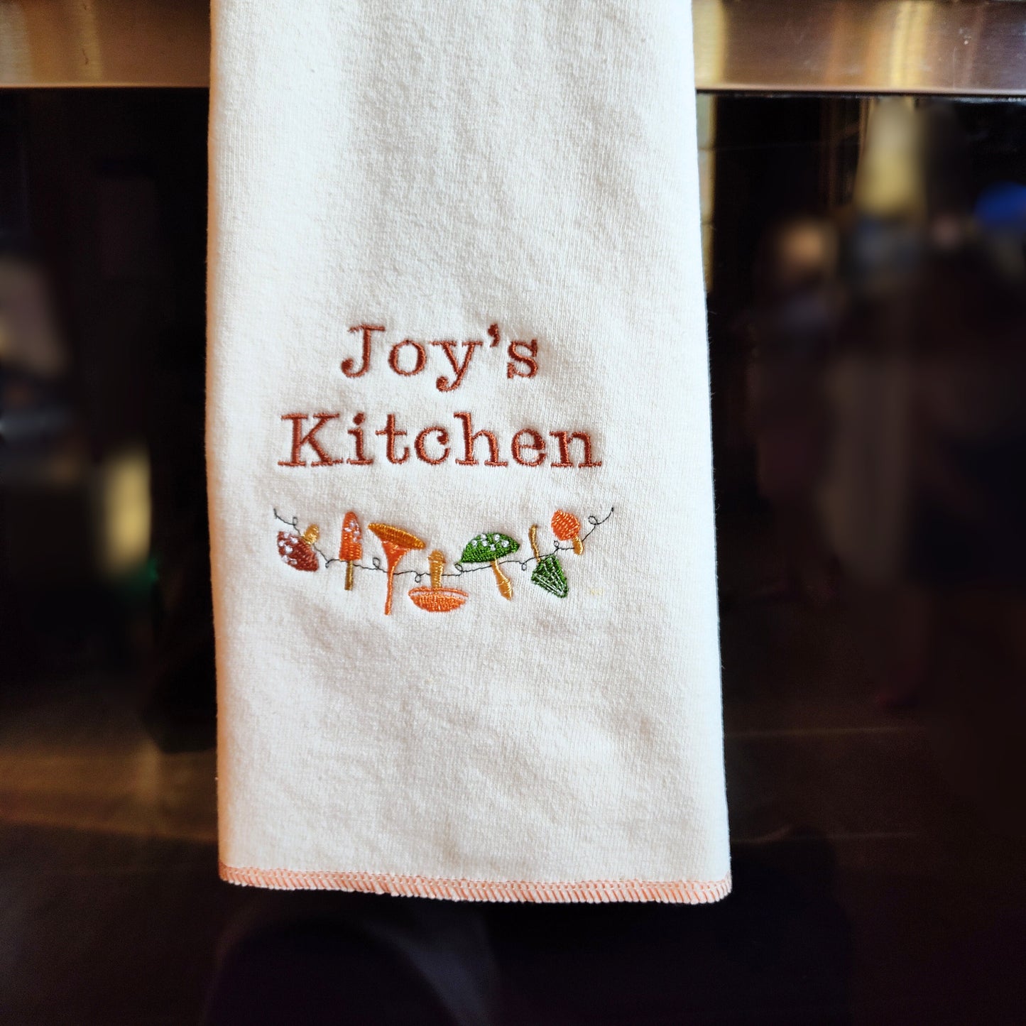 Quick-dry Hemp Dish Towel - Vintage Mushrooms - Personalized Embroidery - Organic Hemp Cotton - Super Absorbent - Tea Towel - 15x25 inches