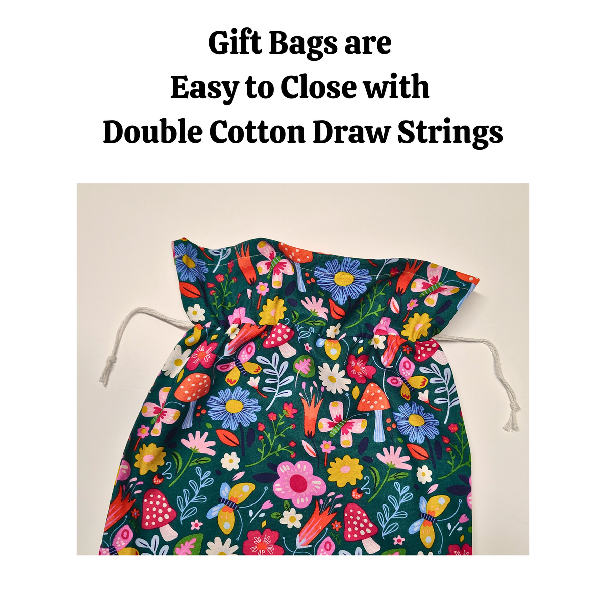 Cotton Gift Bag - Mushroom Garden